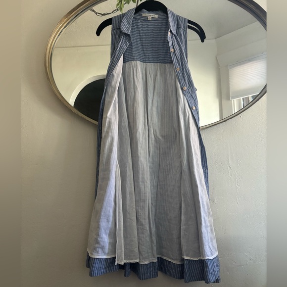 Blue and white stripe shirt dress - Picture 3 of 7